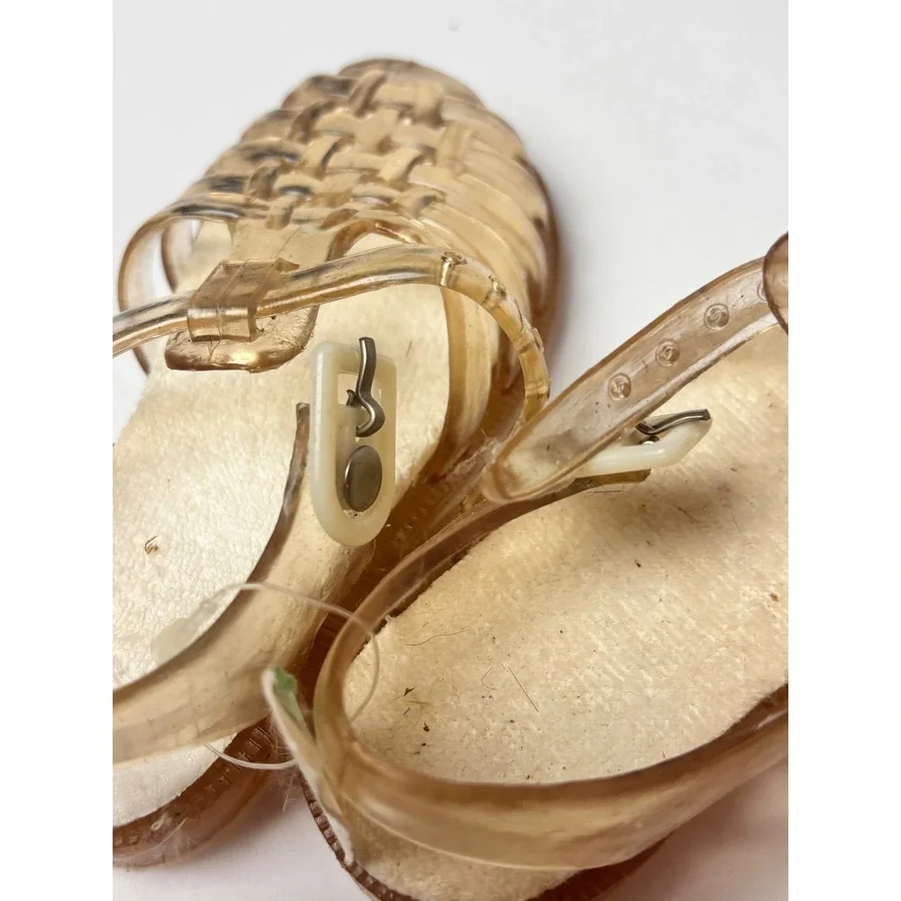 Vintage Toddler Jelly Sandals Gold Glitter Fisherman Shoes Size‎ 7 Made in USA